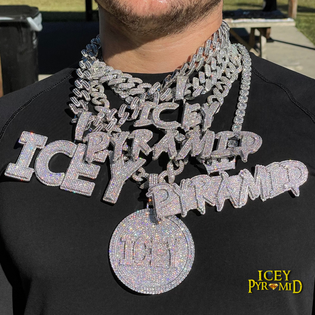 White Gold Edition Crown Bail Rapper Iced Out Personalized Custom Name Necklace Pendant