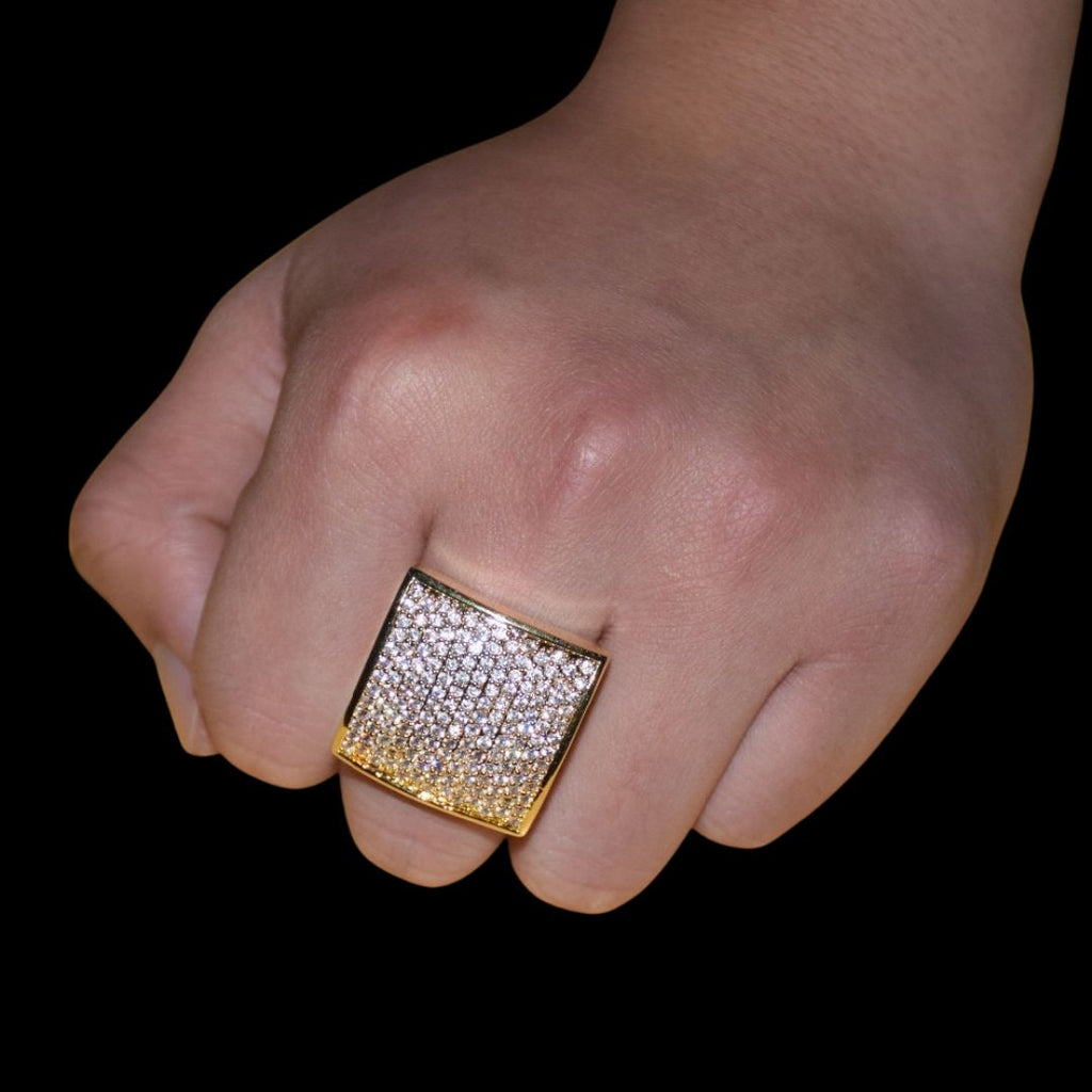 Oval Square Cubic Iced Out Diamond Ring