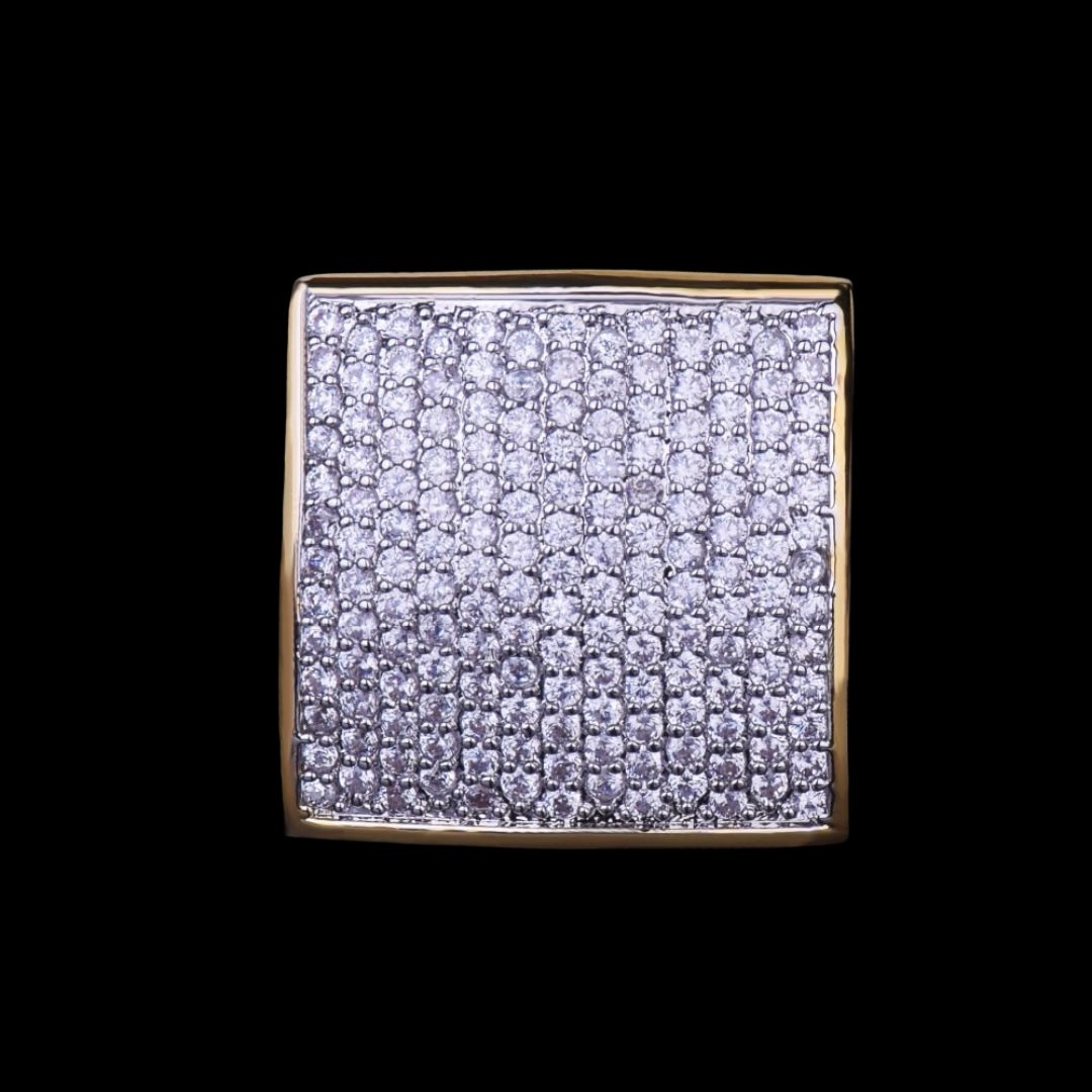 Oval Square Cubic Iced Out Diamond Ring