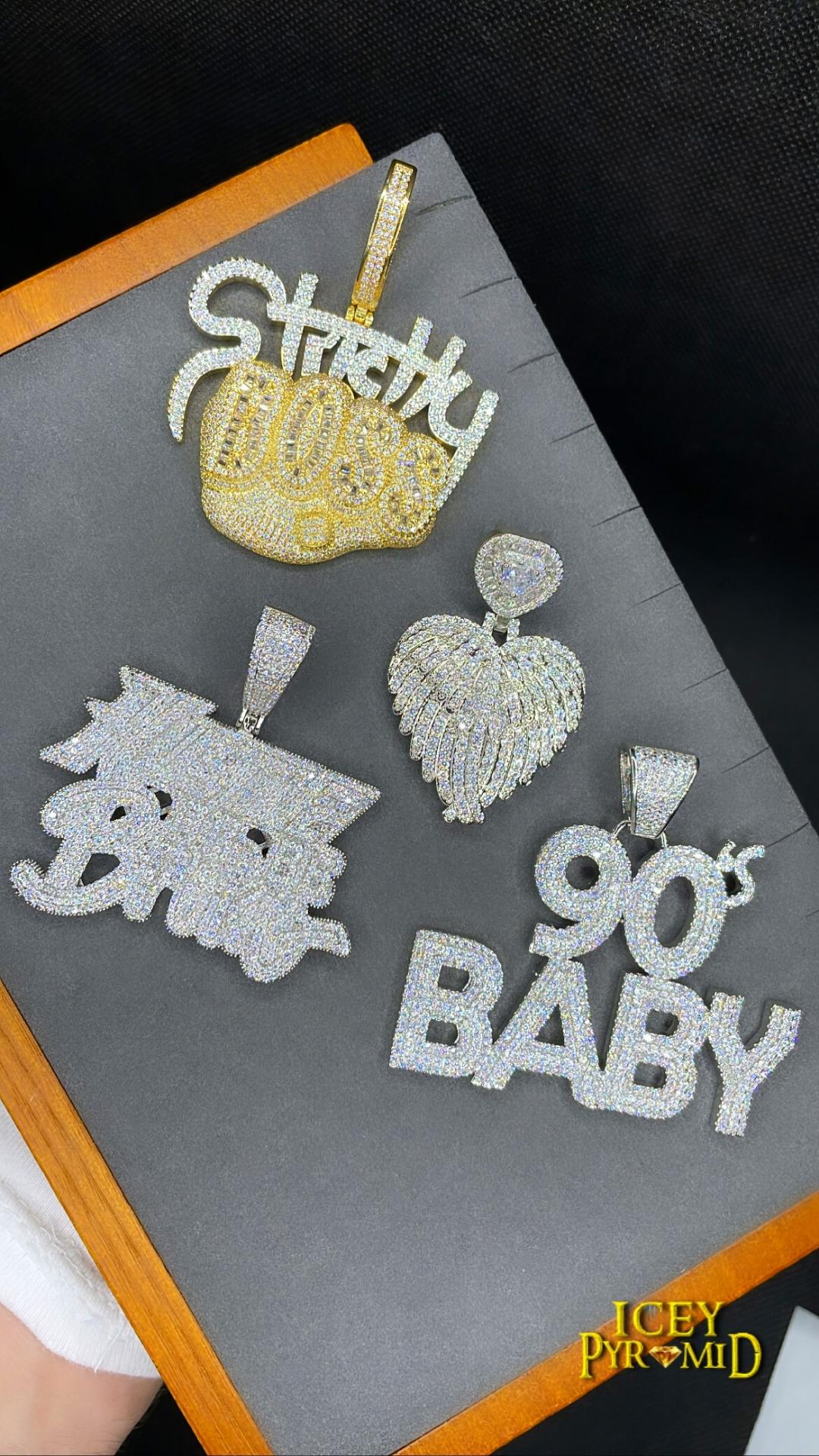 Hustle Or Be Broke Iced Out Letter Diamond Pendant Necklace