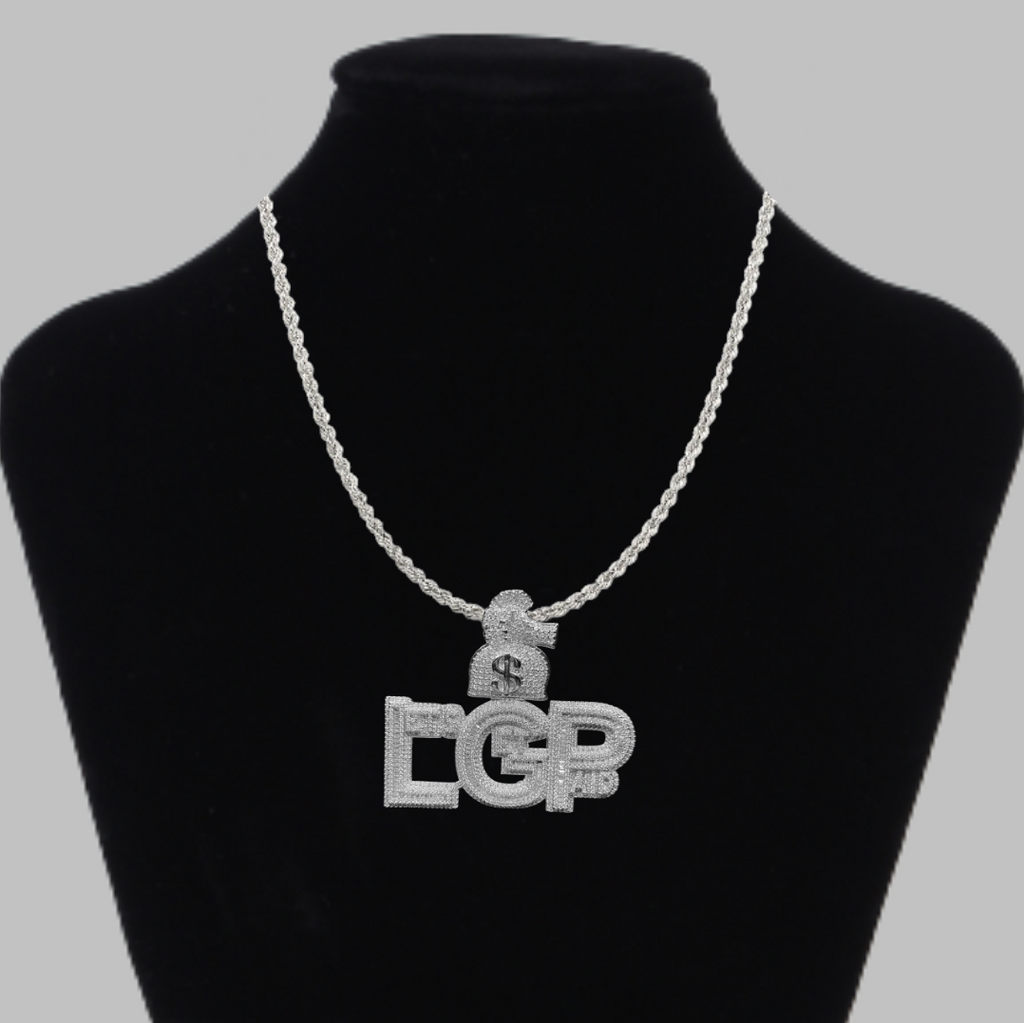 LGP Let's Get Paid Iced Out Letter Diamond Pendant Necklace