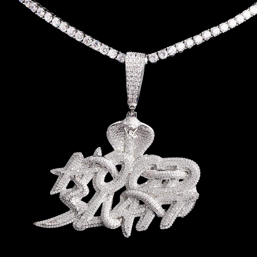 Cobra Hood Slatt Iced Out Diamond Pendant Necklace