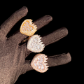 Flamy Heart Iced Out Diamond Ring