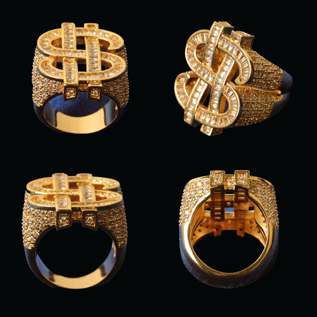 Dollar Sign Iced Out Diamond Ring