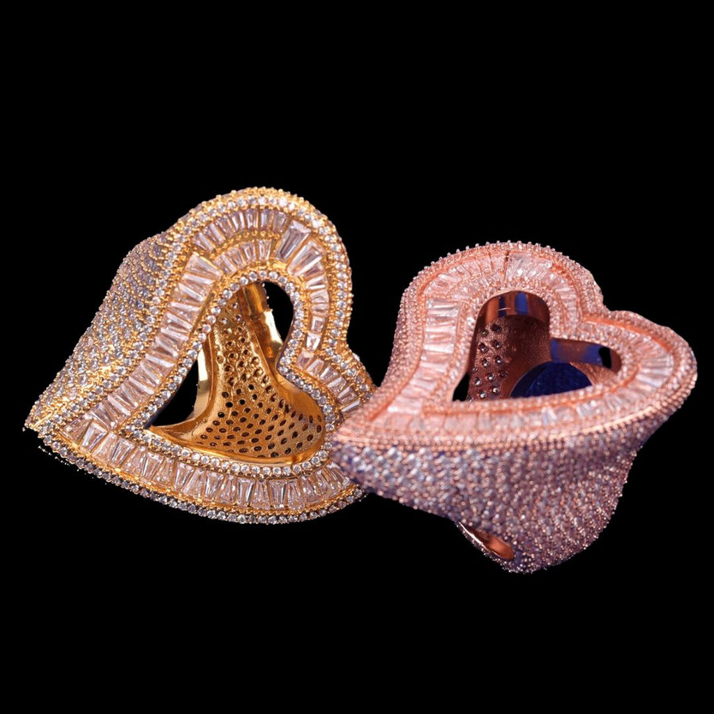 Open Heart Iced Out Diamond Ring