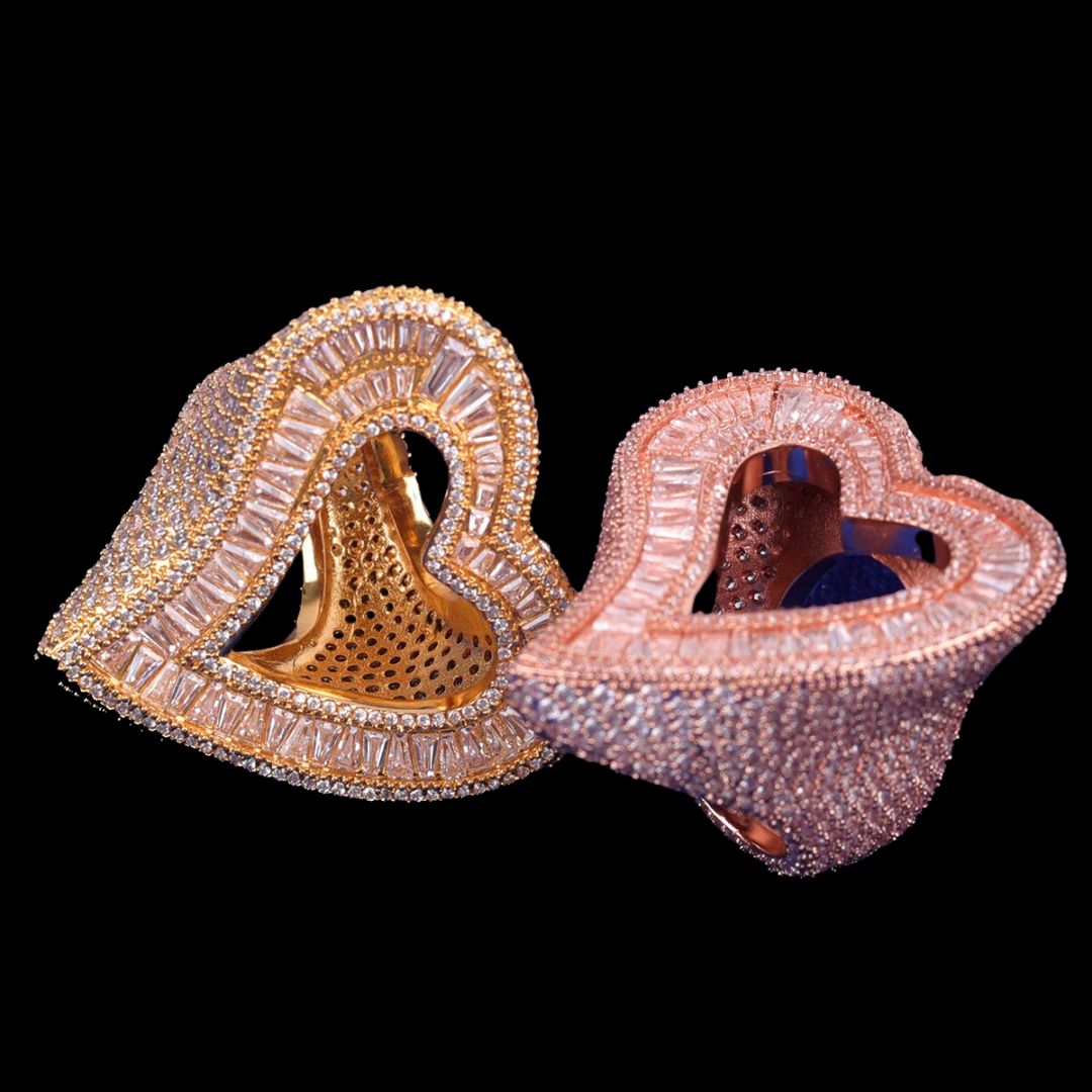 Open Heart Iced Out Diamond Ring