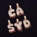 Red Finish Iced Out Personalized Custom Name Necklace Pendant
