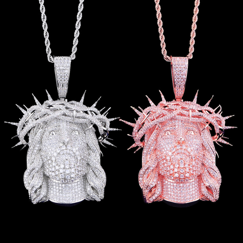 Jesus Christ Iced Out Diamond Pendant Necklace