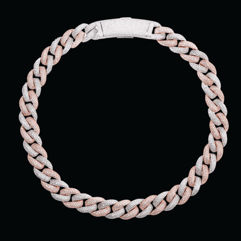 20MM Two Tone Miami Cuban Iced Out Diamond Necklace Chain