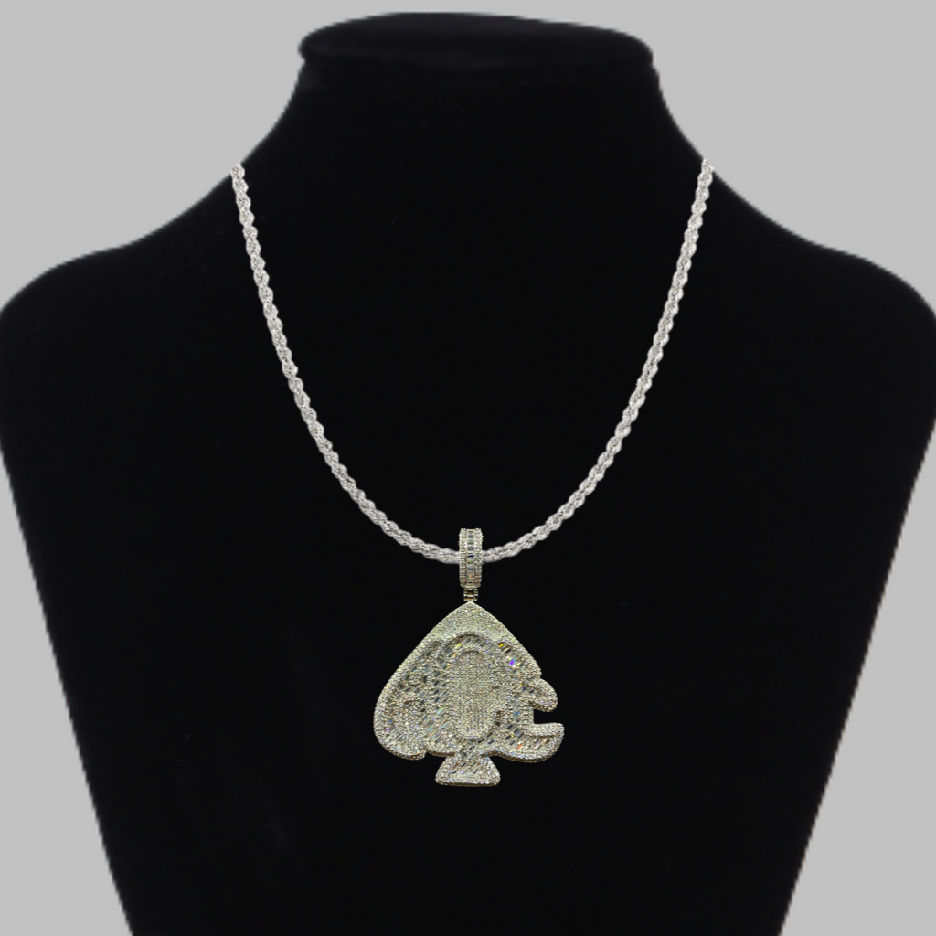 Ace of Spades Iced Out Diamond Pendant Necklace