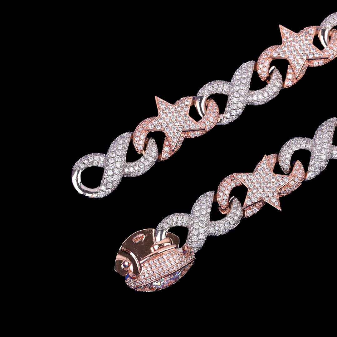 20MM Star Infinity Linked Diamond Eye Iced Out Necklace Chain