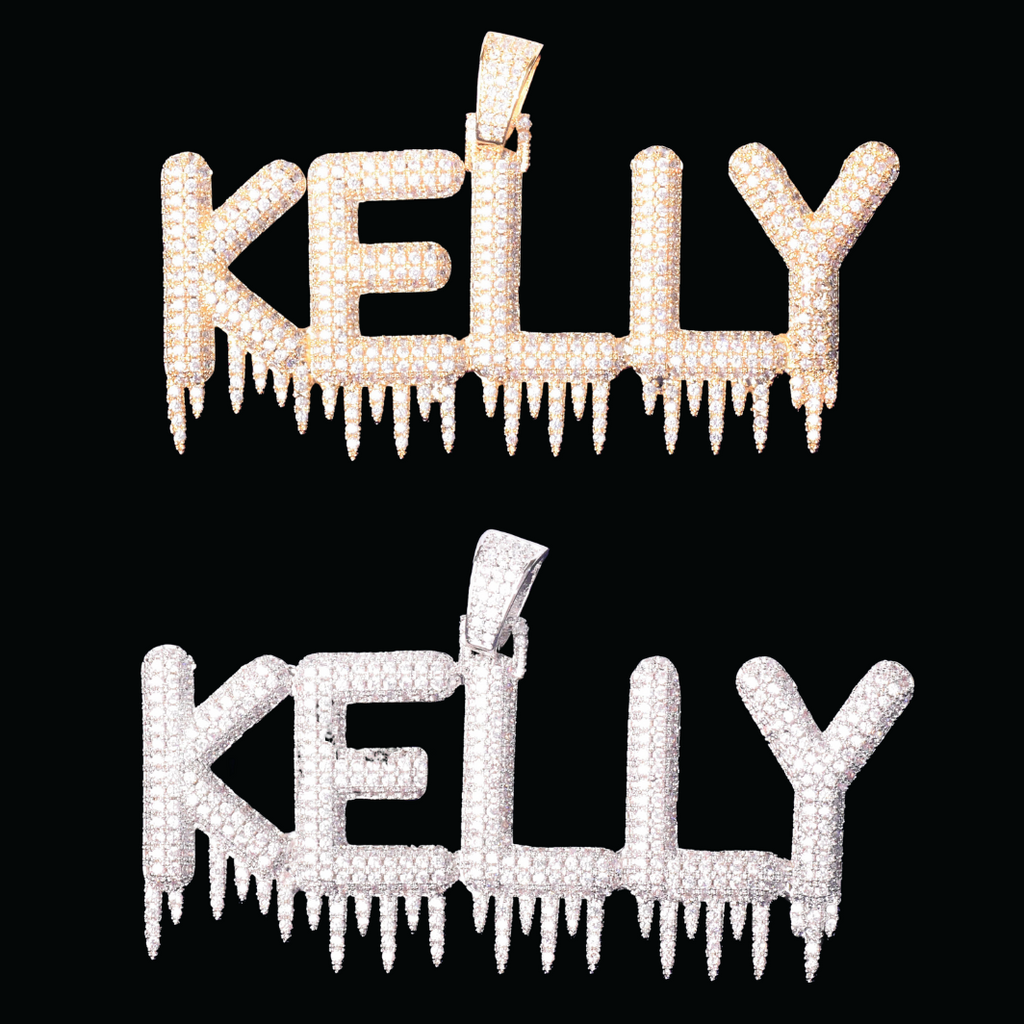 Hanging Iced Letters Personalized Custom Name Necklace Pendant