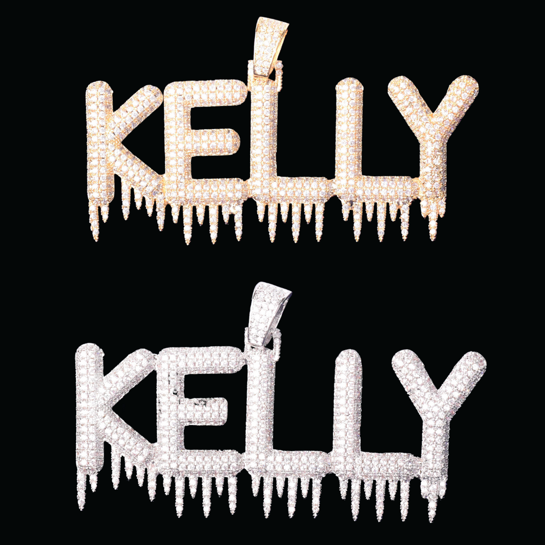 Hanging Iced Letters Personalized Custom Name Necklace Pendant