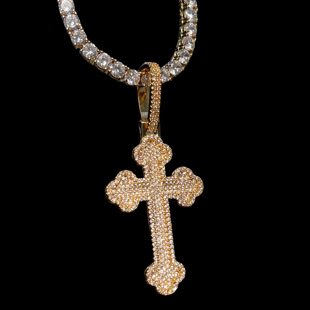 Cross Baguette Edition Iced Out Diamond Pendant Necklace
