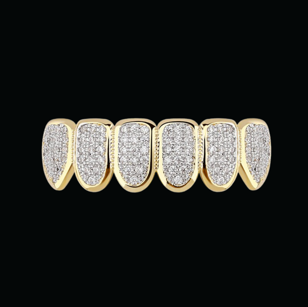 6 Top and Bottom Iced Out Diamond Grillz