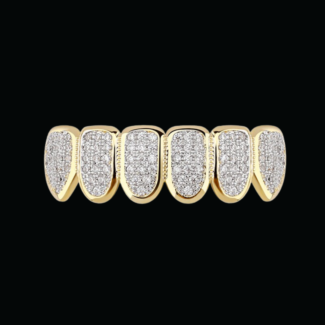 6 Top and Bottom Iced Out Diamond Grillz