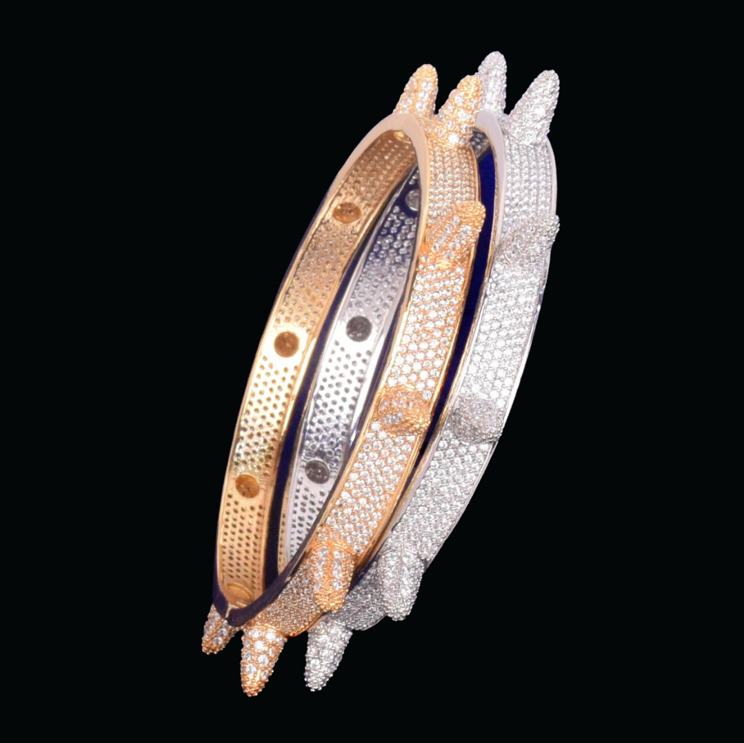 10MM Rivet Spiked Iced Out Diamond Bracelet