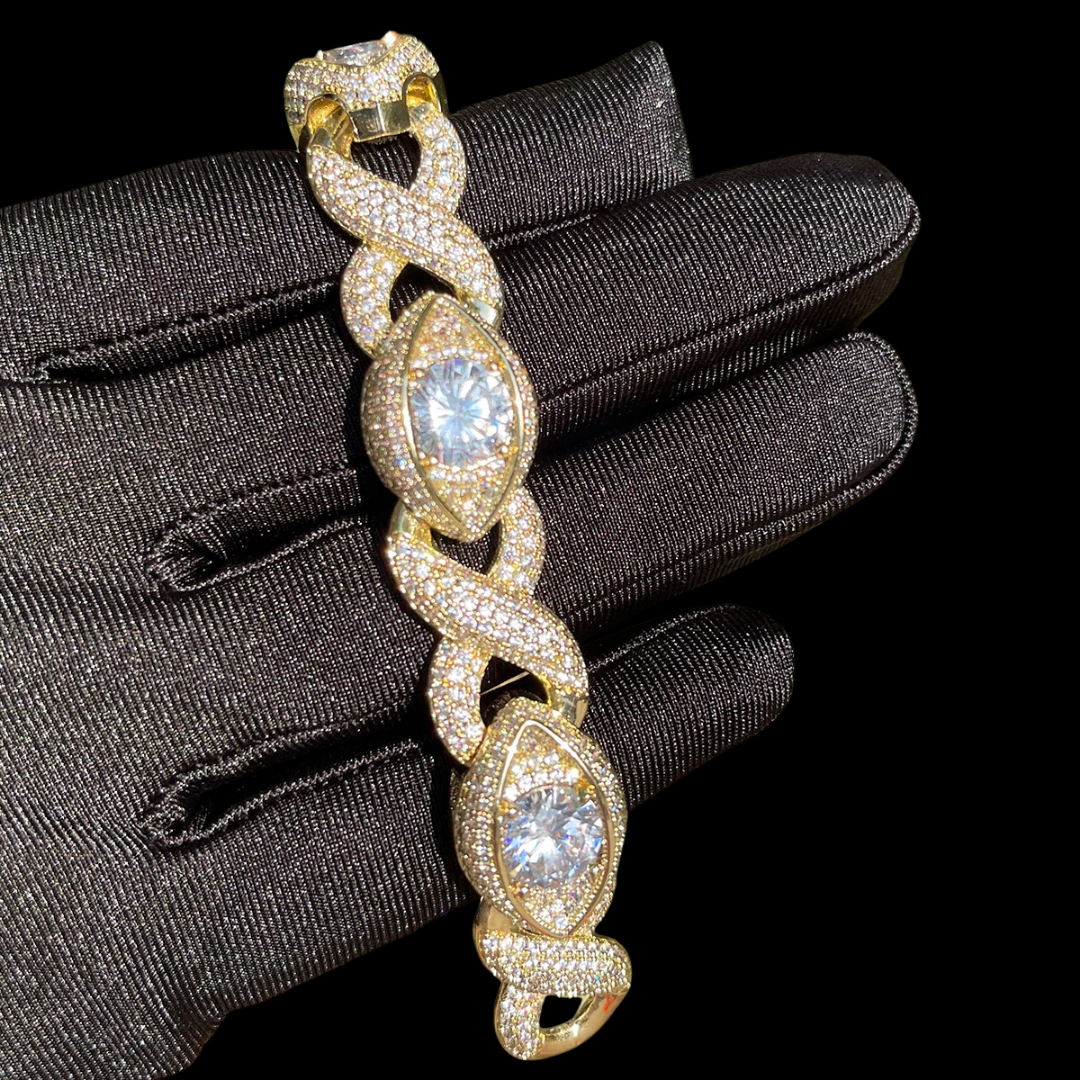 20MM Diamond Eyes Infinity Linked Iced Out Diamond Necklace Bracelet Set