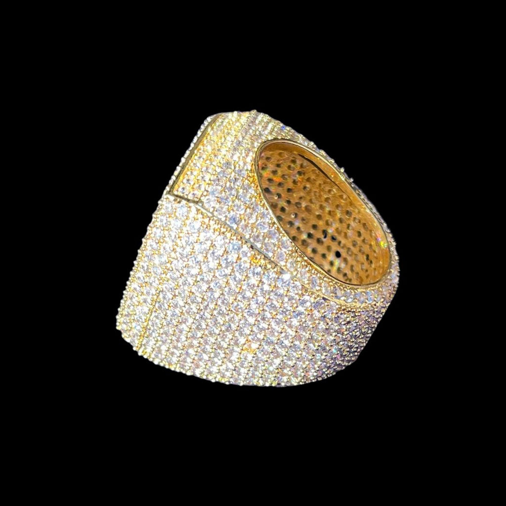 Fully Iced Out Prong Setting Cushion Iced Out Diamond Ring
