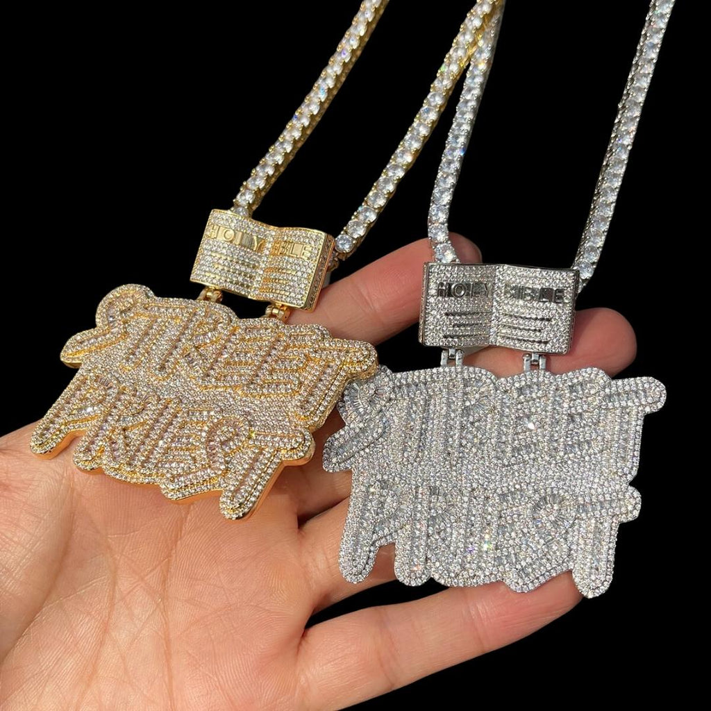 Street Priest Special Bail Iced Out Letter Diamond Pendant Necklace