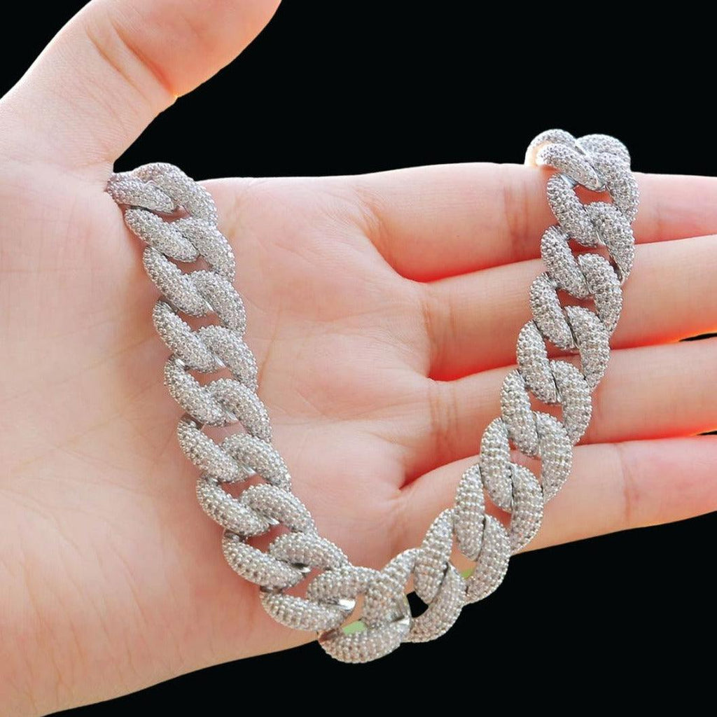 15MM Miami Drip Cuban Link Iced Out Diamond Necklace Chain