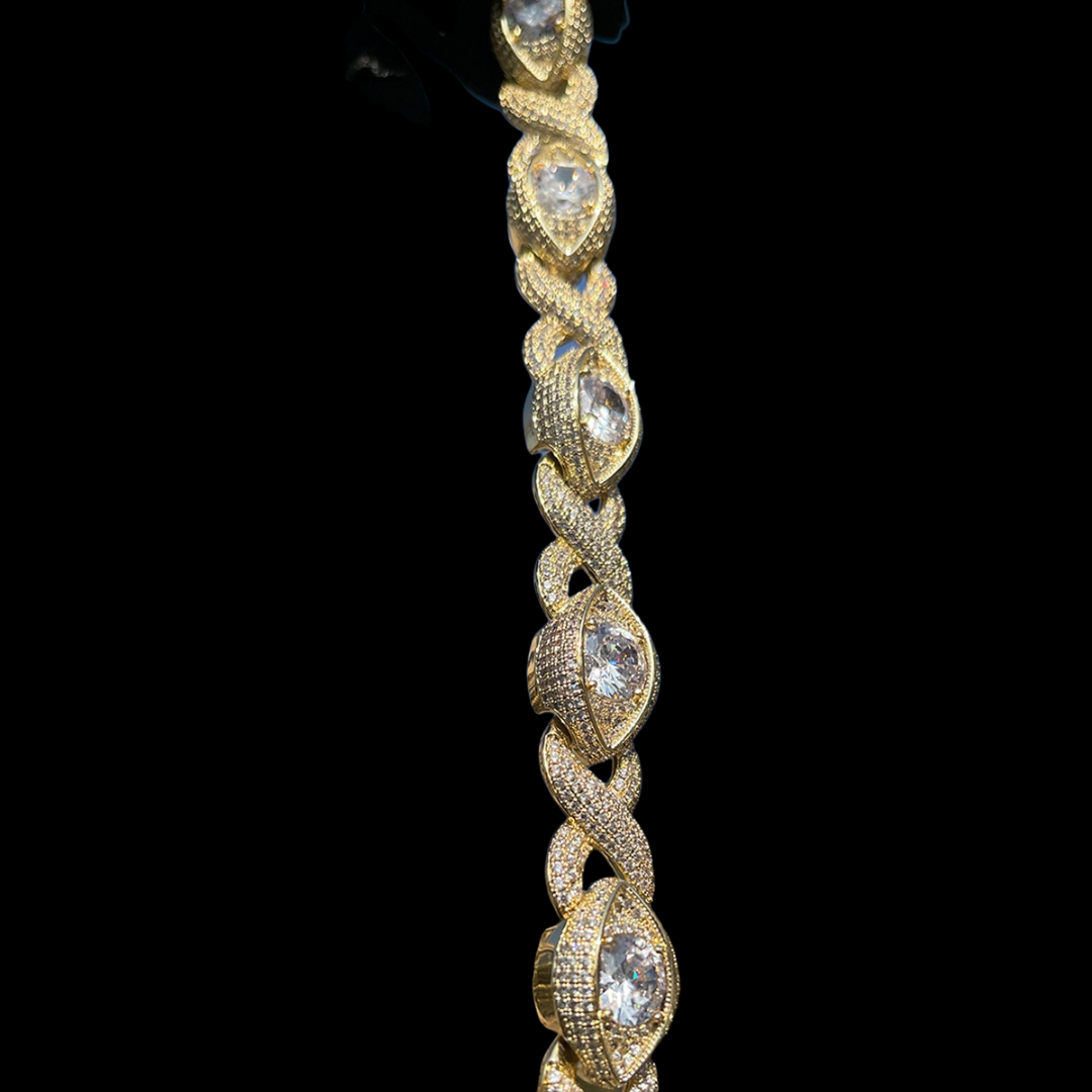 20MM Diamond Eyes Infinity Linked Iced Out Diamond Necklace Bracelet Set