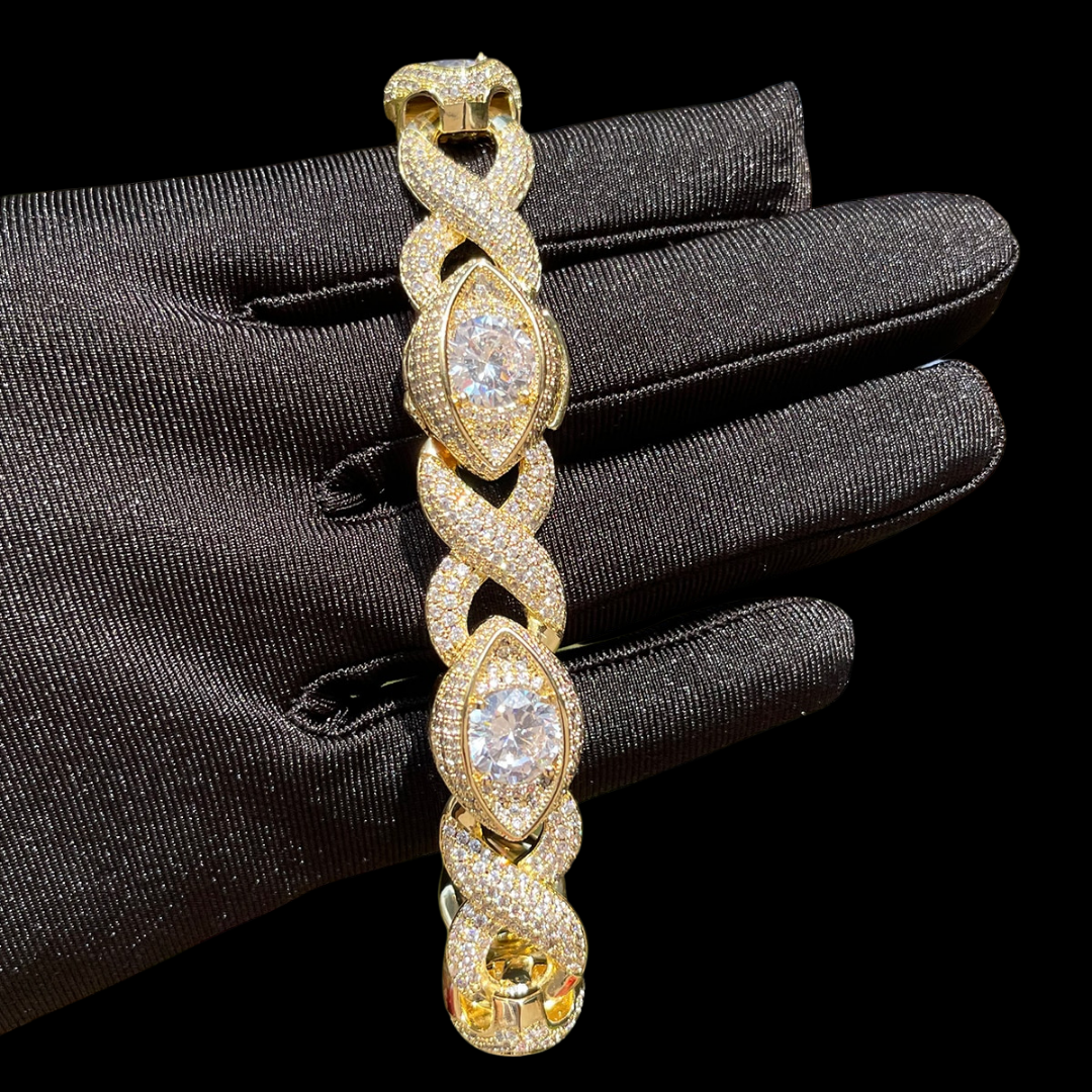 20MM Diamond Eyes Infinity Linked Iced Out Diamond Necklace Bracelet Set