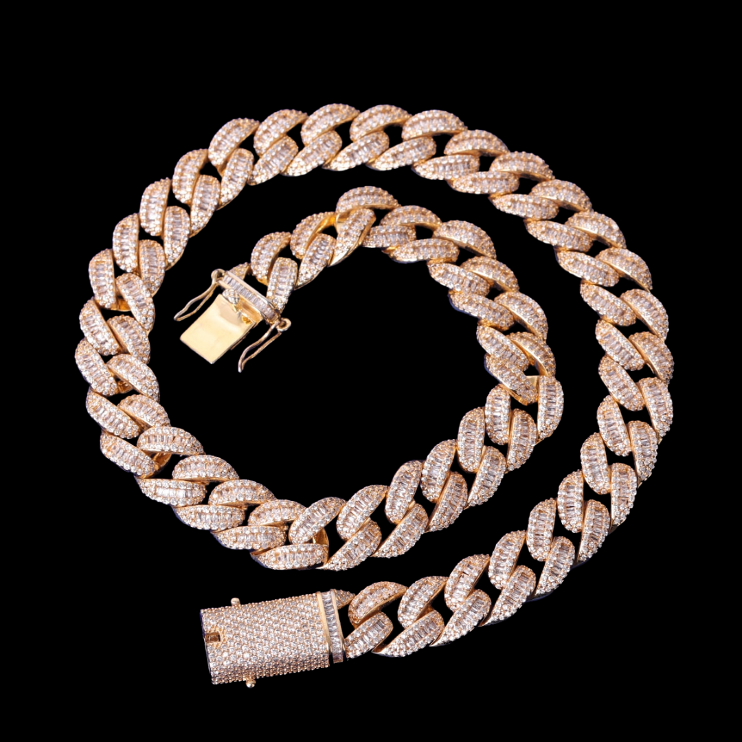 14MM Classy Prong Setting Iced Out Diamond Necklace Bracelet Set