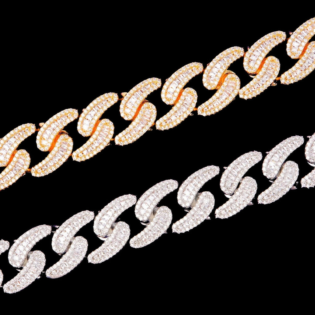 18MM Baguette and Tennis Link Iced Out Diamond Necklace Chain
