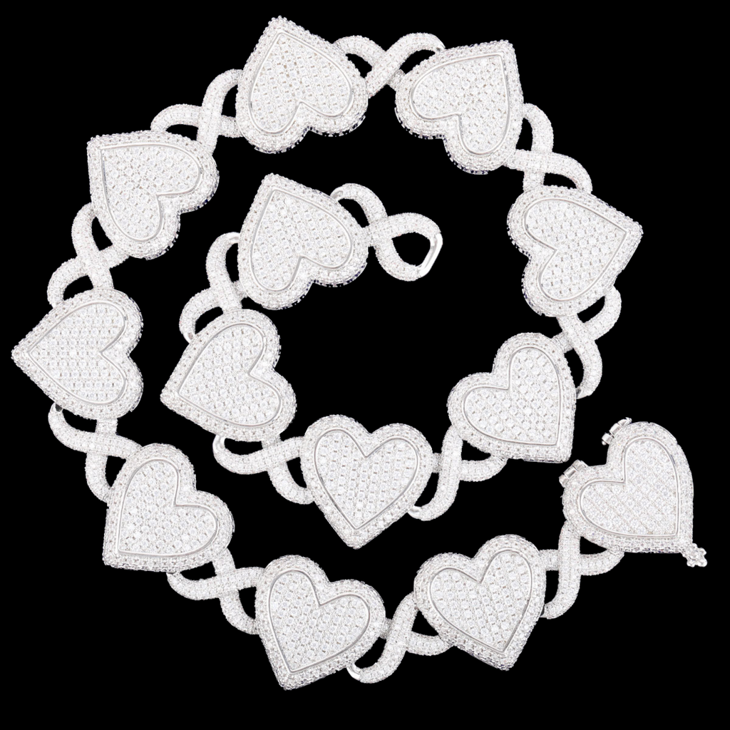 13MM Infinity Heart Iced Out Diamond Necklace Chain