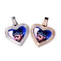 Heart Baguette Custom Photo Picture Pendant Necklace