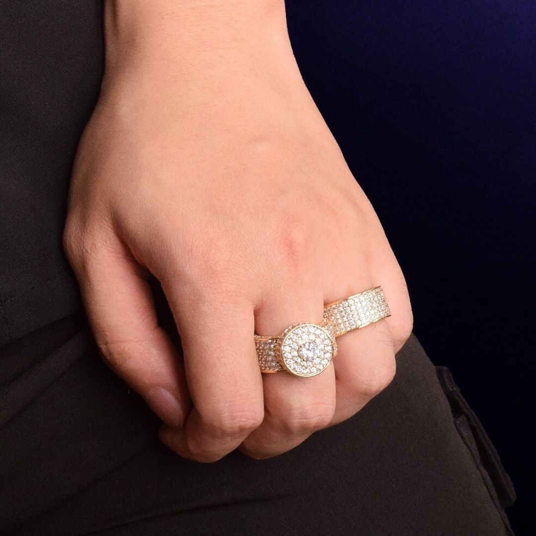 Tennis Cut Round Iced Out Diamond Ring