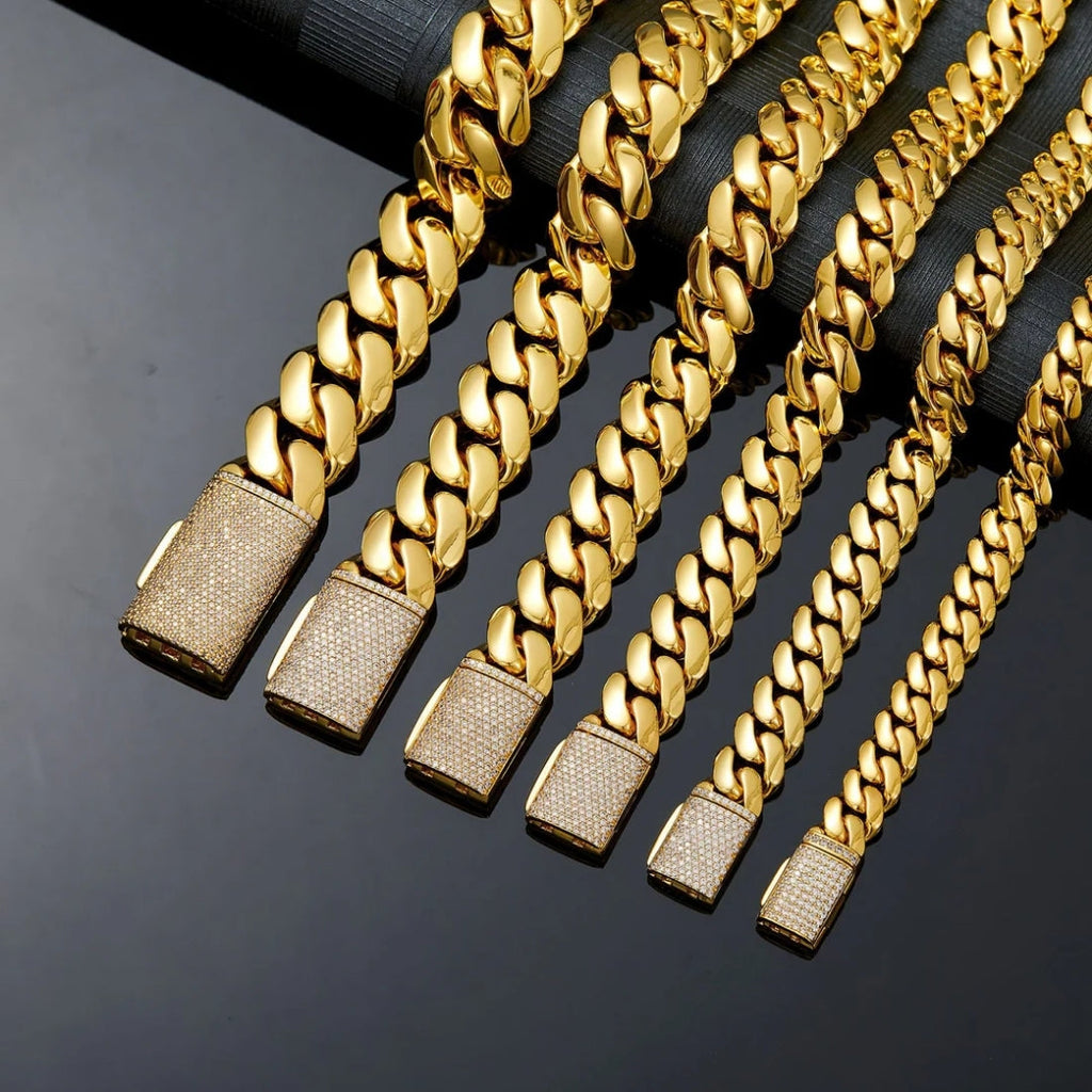 6MM-20MM VVS Iced Box Clasp Luxury Stainless Steel Necklace Chain