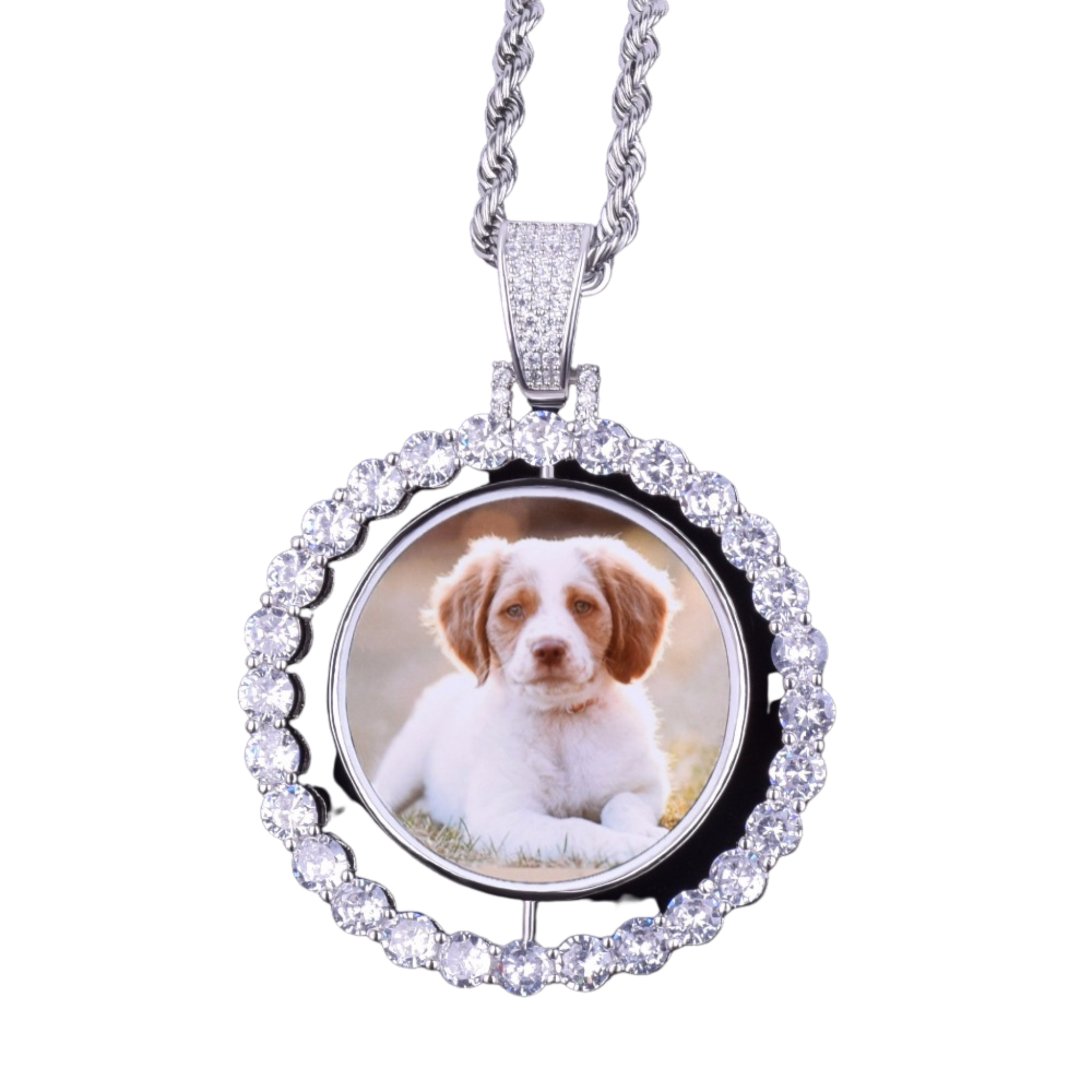 Rotating Double-Sided Medallions Spinning Custom Photo Picture Pendant Necklace