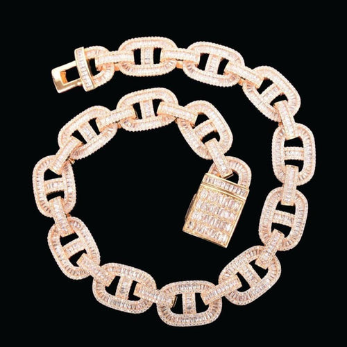 14MM Baguette Miami Cuban Link Iced Out Diamond Necklace Chain