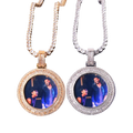 Baguette Cut Tennis Finish Custom Photo Picture Pendant Necklace