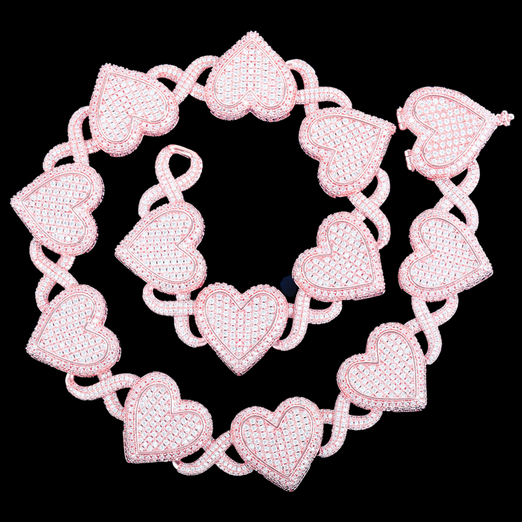13MM Infinity Heart Iced Out Diamond Necklace Chain