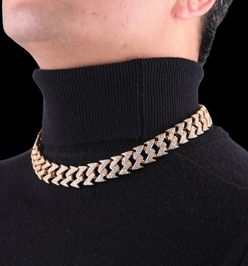 15MM Lightning Link Iced Out Diamond Necklace Chain
