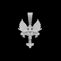 Cross Angel Wings Iced Out Diamond Pendant Necklace