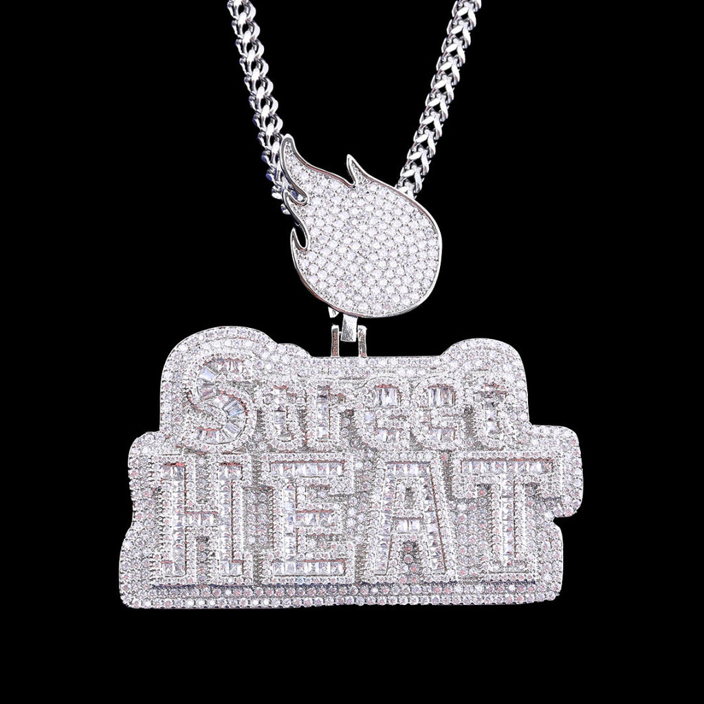 Street Heat Iced Out Diamond Pendant Necklace