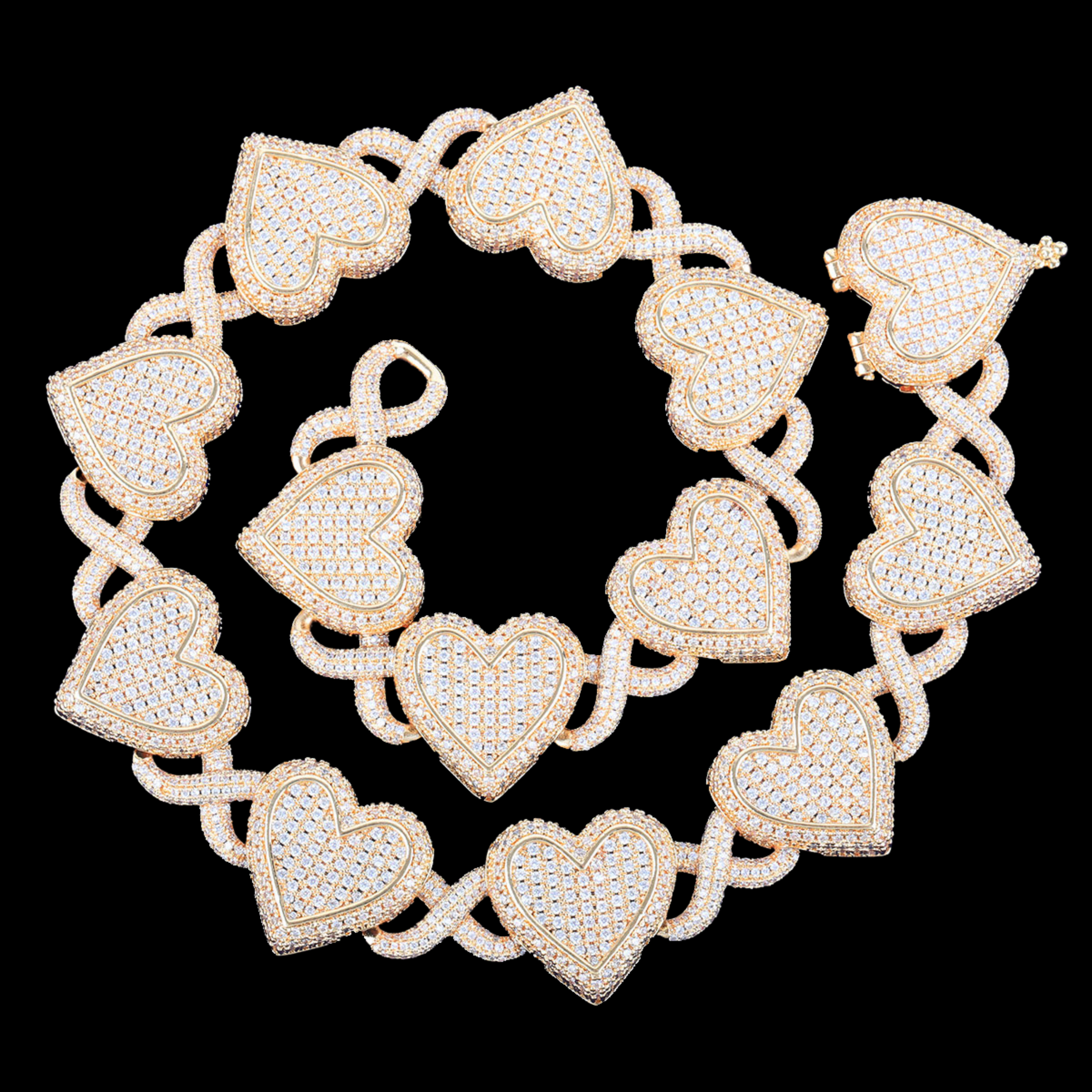 13MM Infinity Heart Iced Out Diamond Necklace Chain