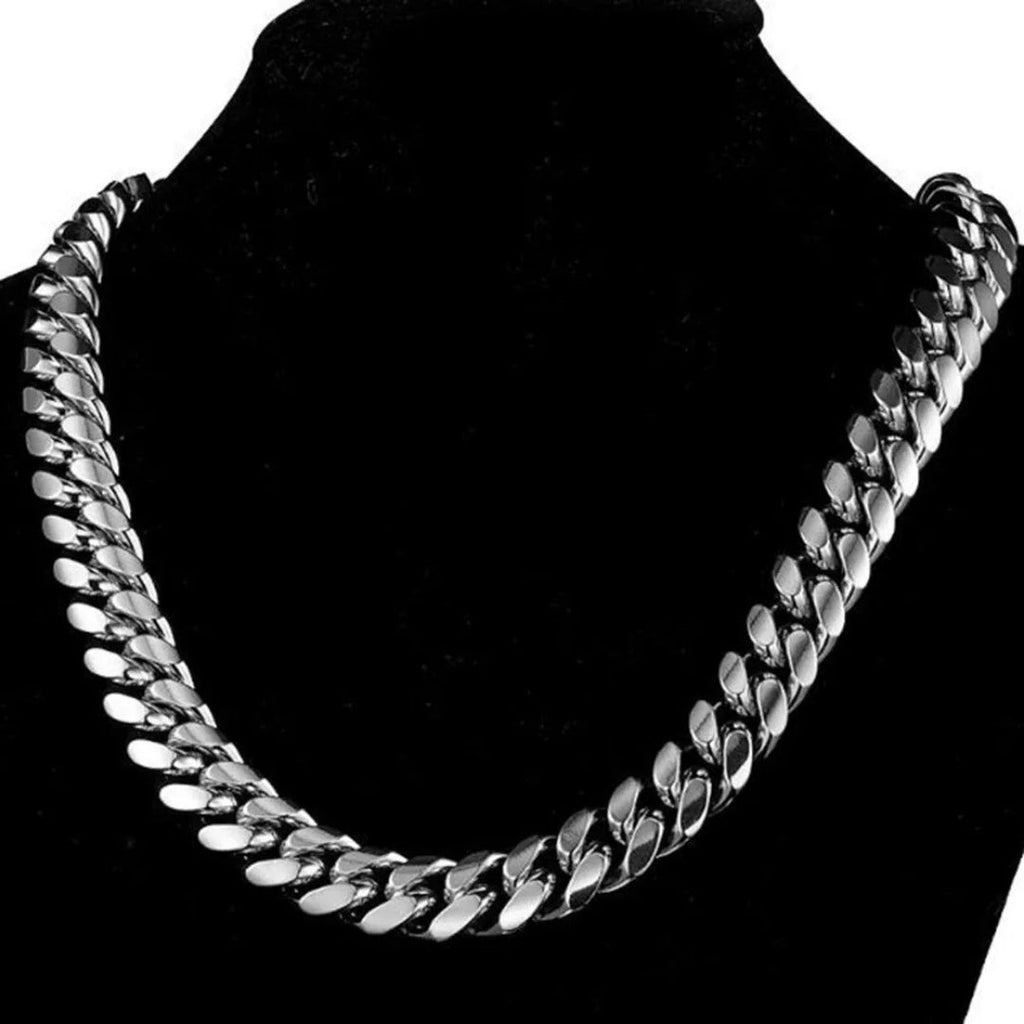 6MM-20MM Push Button Lock Clasp Luxury Stainless Steel Necklace Chain