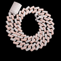 20MM Two Tone Rose Silver Miami Cuban Iced Out Diamond Necklace Chain