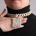 Iced and Diamond Two Layers Iced Out Initial Custom Name Necklace Pendant