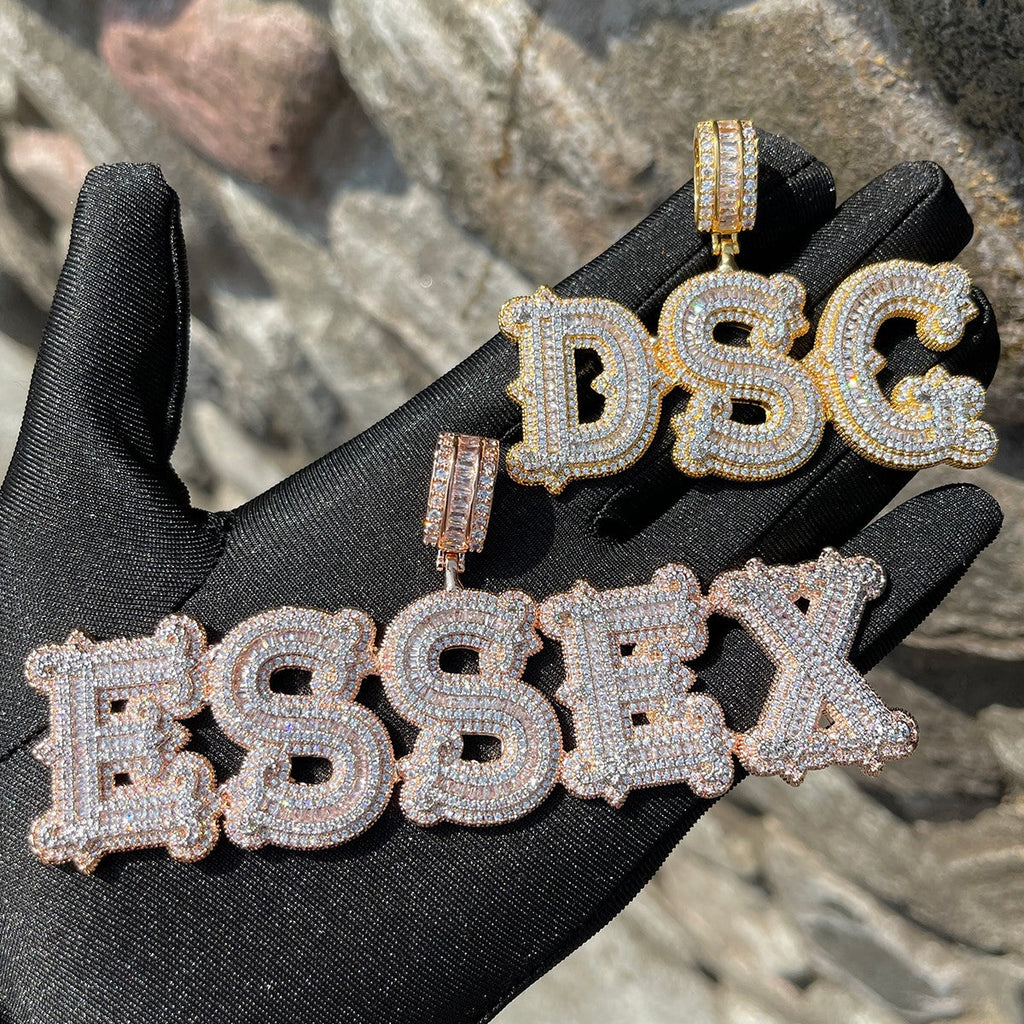 Sharp Attention Iced Out Personalized Custom Name Necklace Pendant