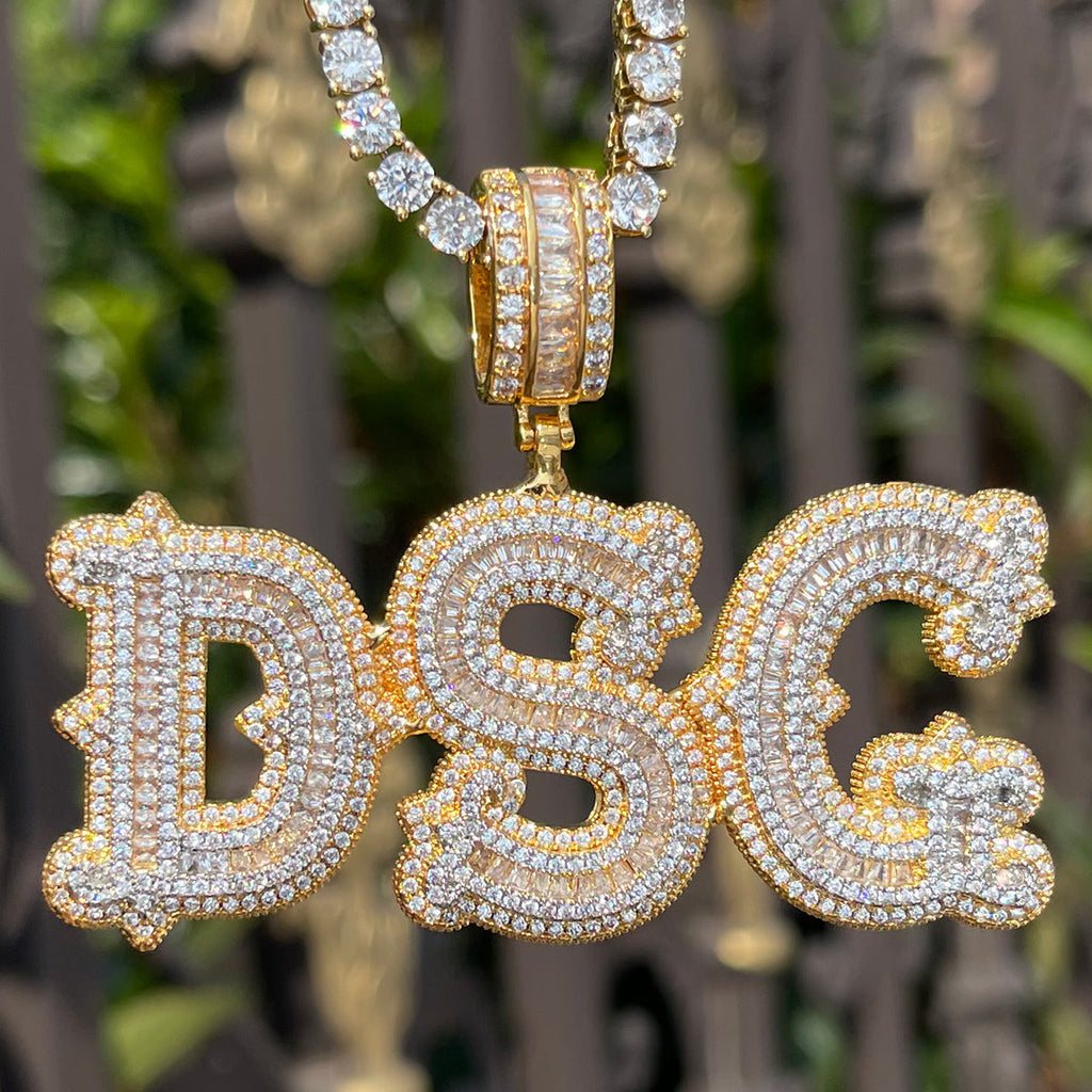 Sharp Attention Iced Out Personalized Custom Name Necklace Pendant