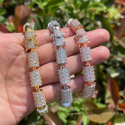 10MM Cylindrical Iced Out Diamond Bracelet