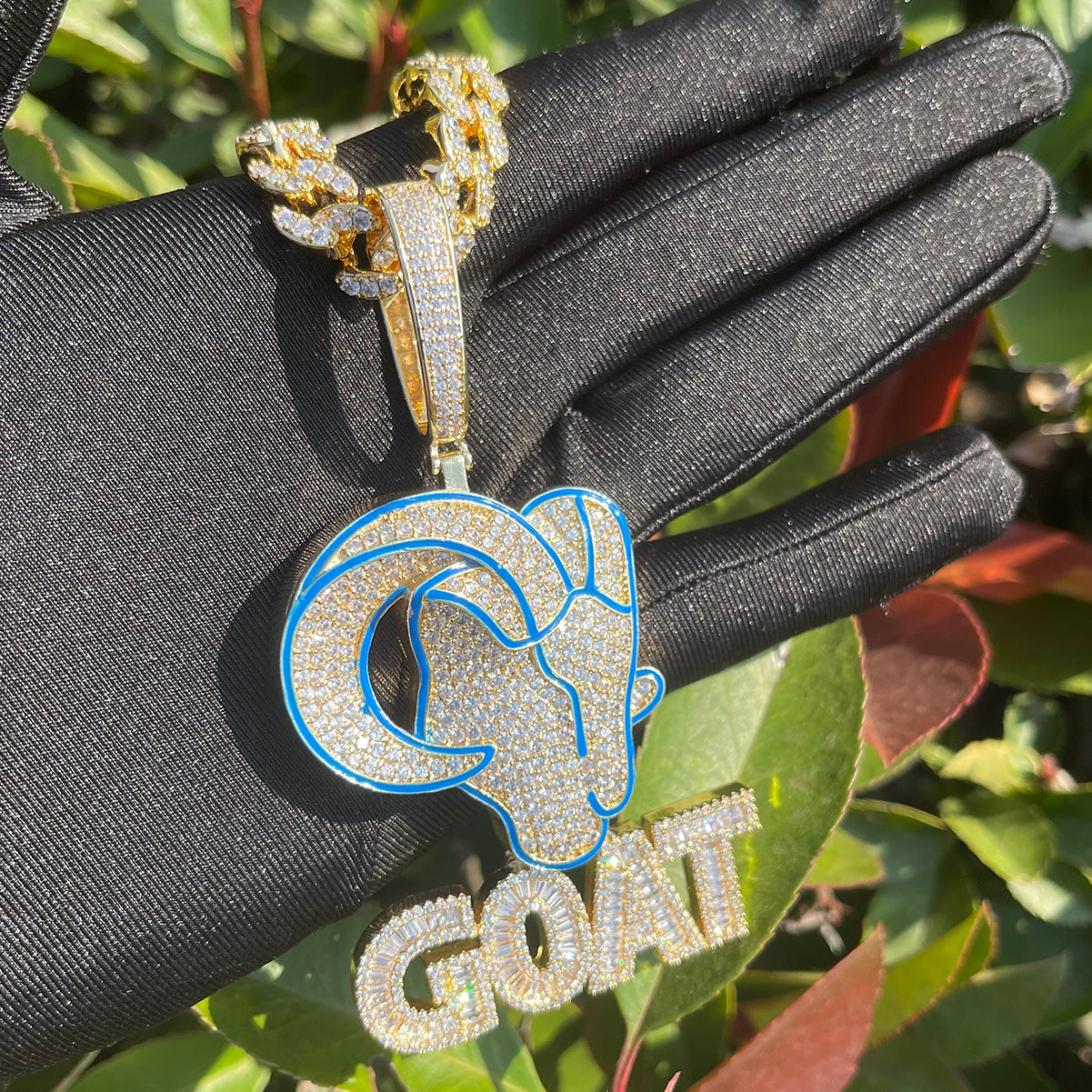 Goat Iced Out Diamond Pendant Necklace