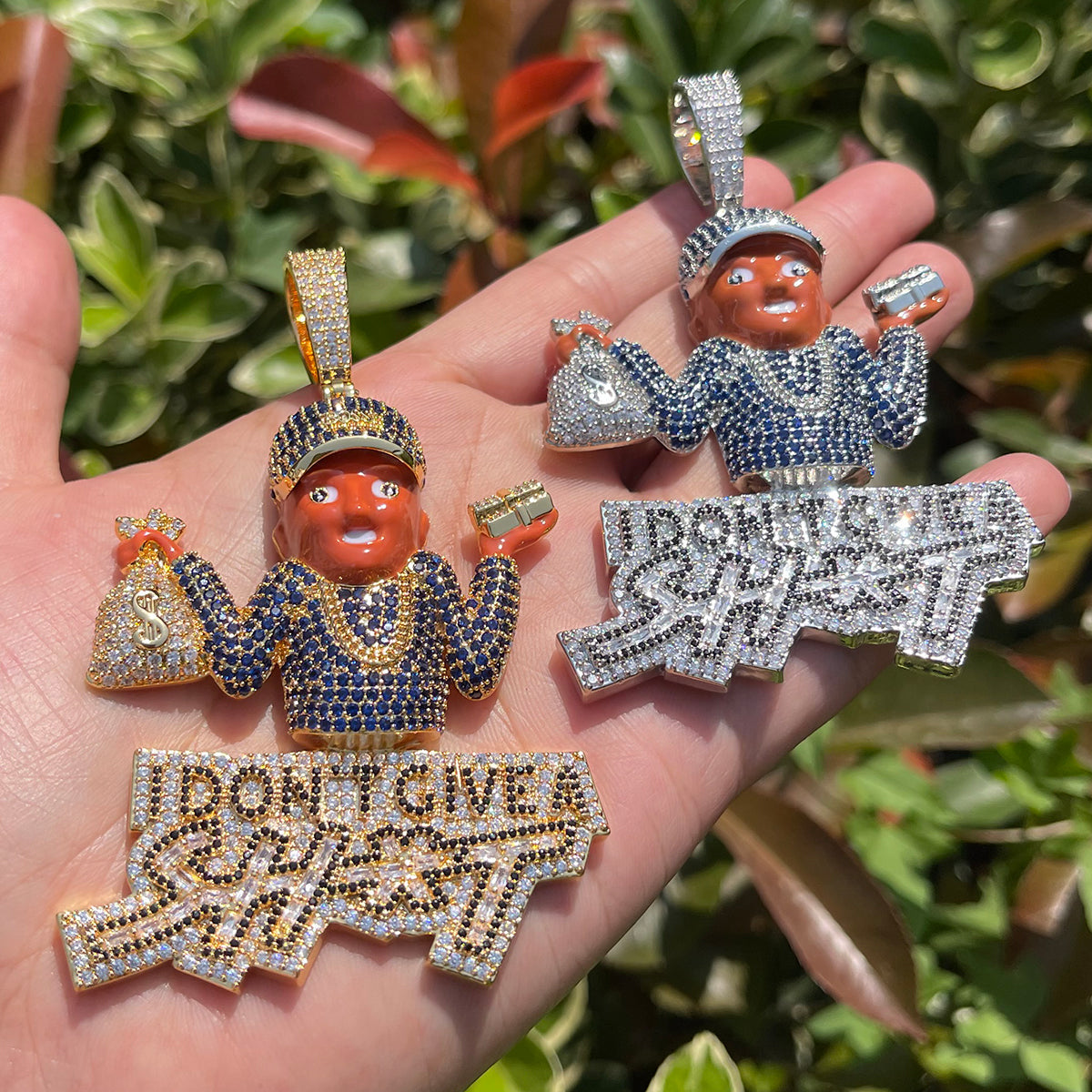 I Don't Give A Sh*t Iced Out Diamond Pendant Necklace