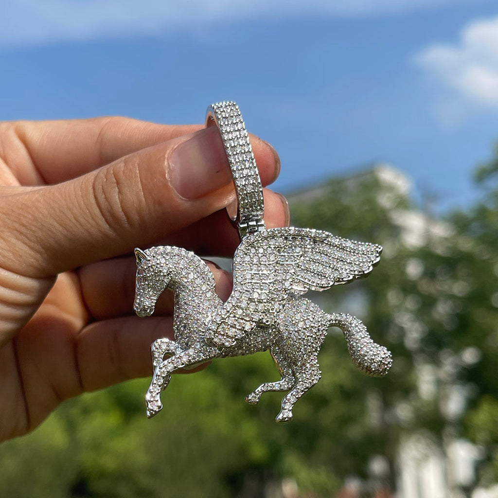 Pegasus Iced Out Diamond Pendant Necklace